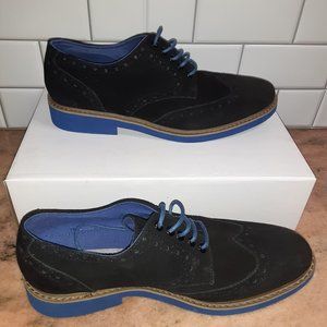 Steve Madden Kikstart Suede Oxford Wingtip Shoes - Black - Men's Size 10